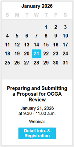 January 2026 OCGA Monthly Training Calendar