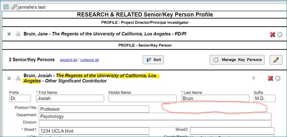 Image of Organization Name field not appearing on the RR Key Persons form in S2S Grants (Cayuse)